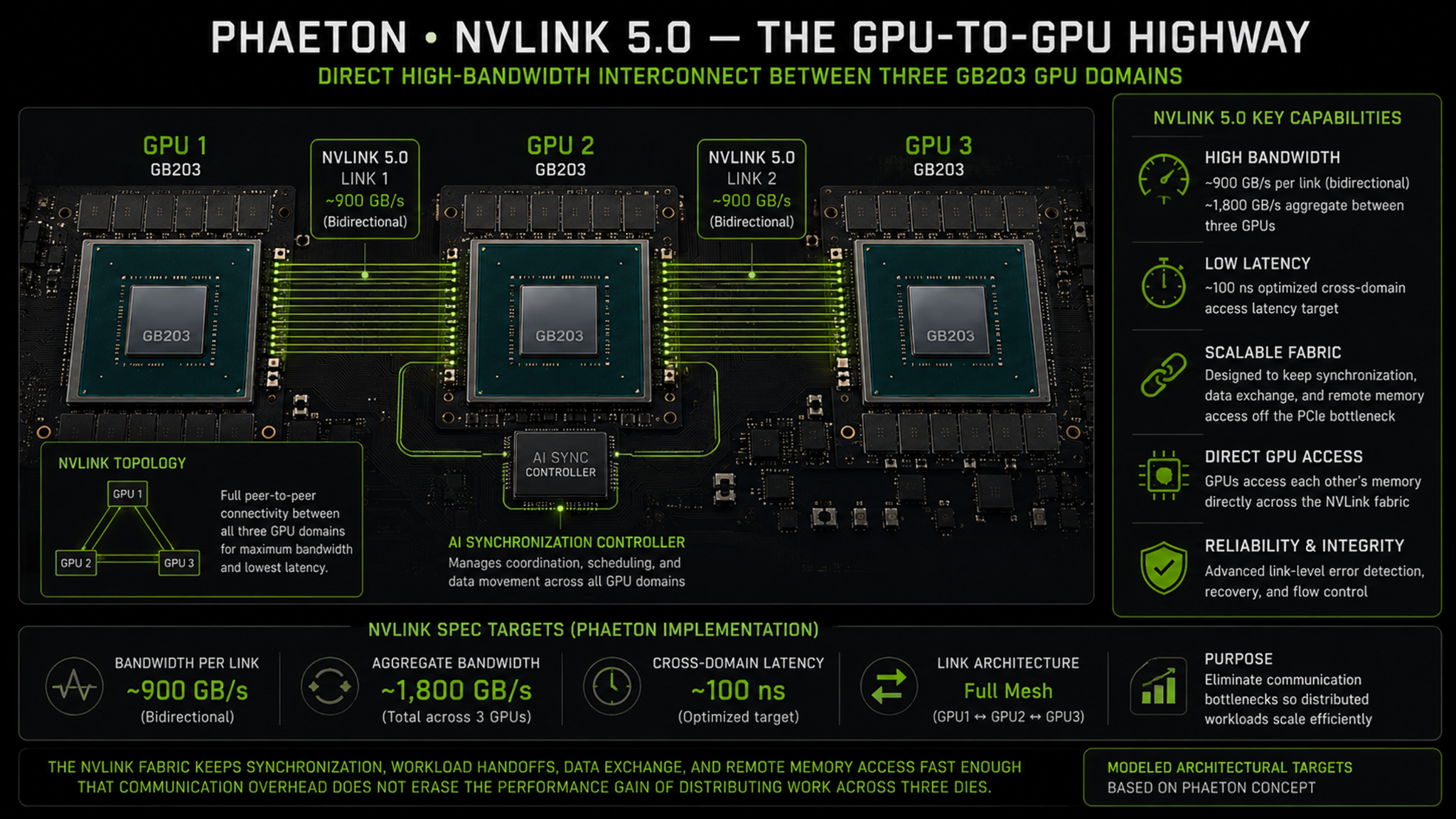 PHAETON NVLink 5.0 architecture infographic
