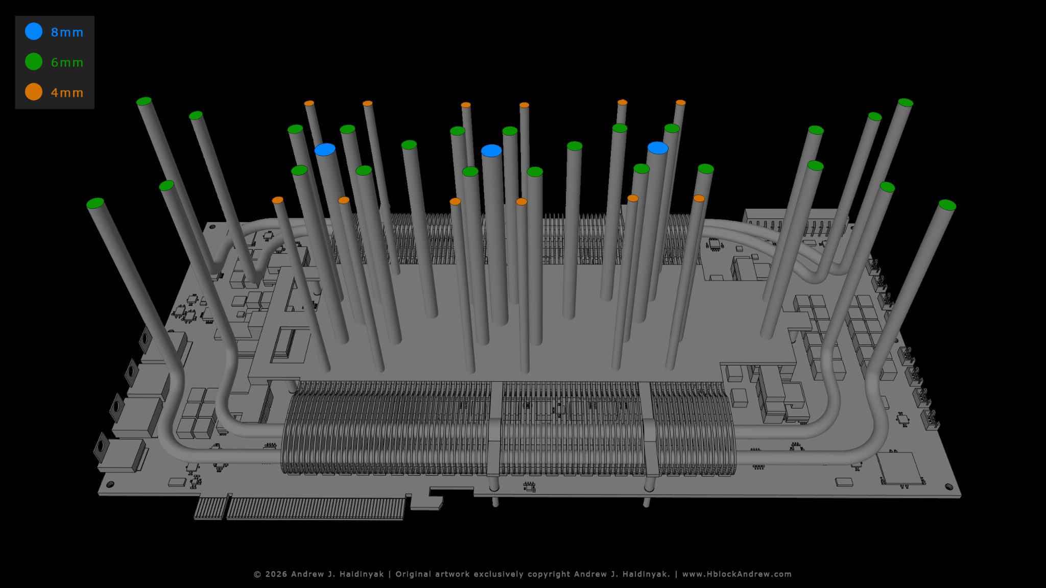 39-pipe heat assembly — vapor chamber, primary and secondary pipe routing